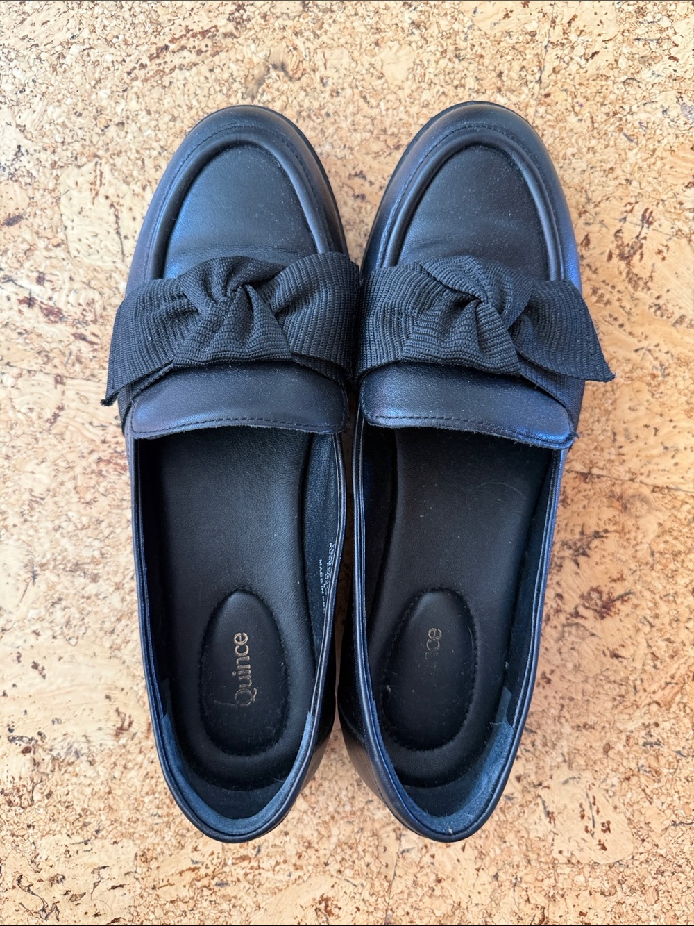 Quince black Bow Accent Loafers